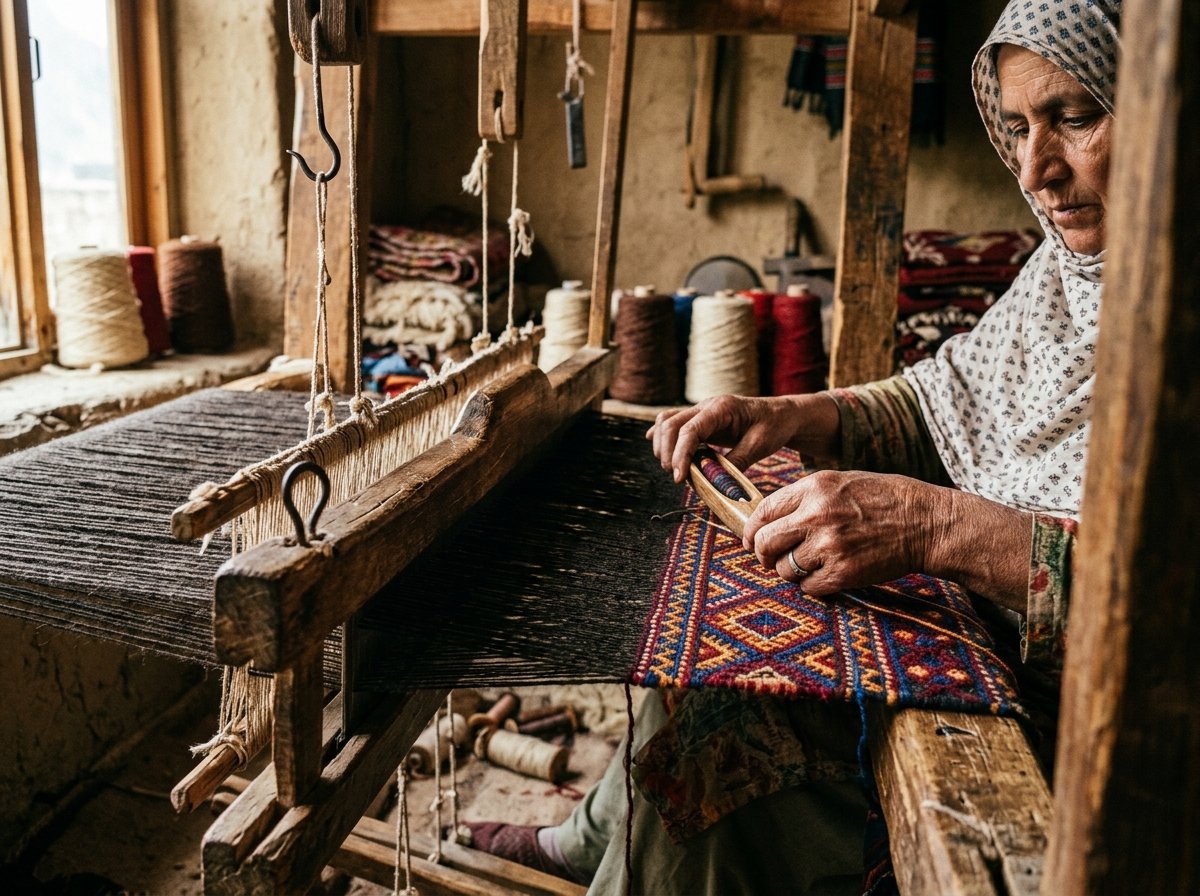 Swati Shawl Artisan Loom Weaving