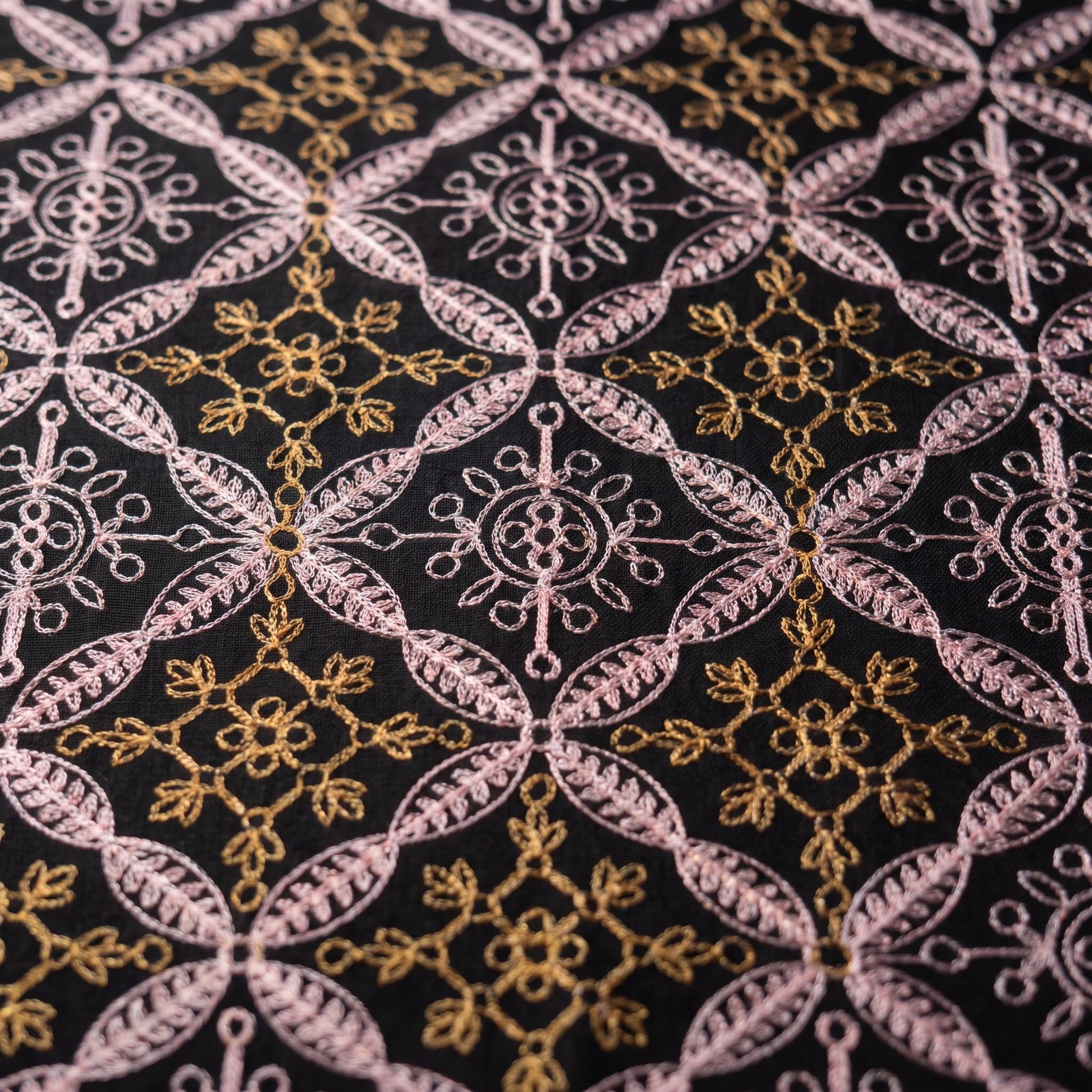 Royal Black Embroidered Swati Shawl